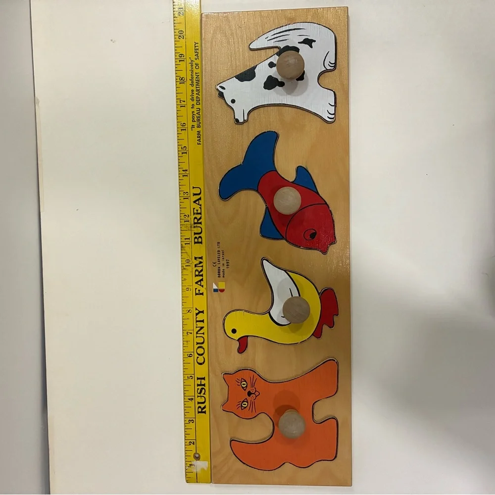 Easter Ducky Puzzle Animal Wooden Knob Puzzle farm pet animals Toddler Puzzle